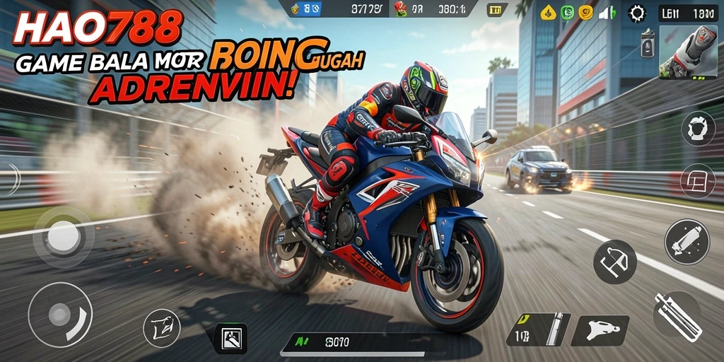 Gameplay HAO788 yang intens dan menarik pada balapan motor.