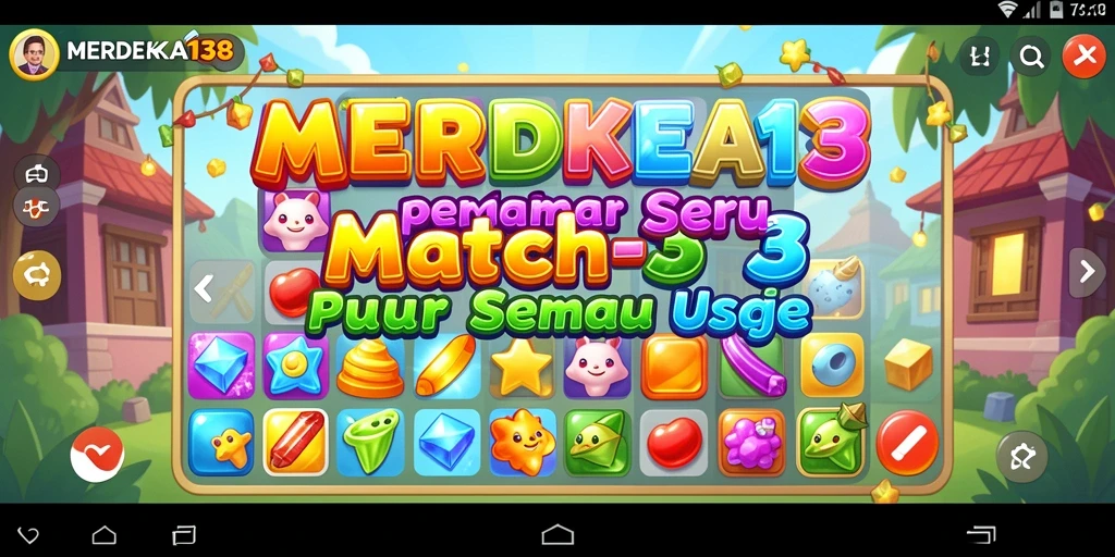 Gameplay seru MERDEKA138 dengan berbagai level Match-3 menarik.